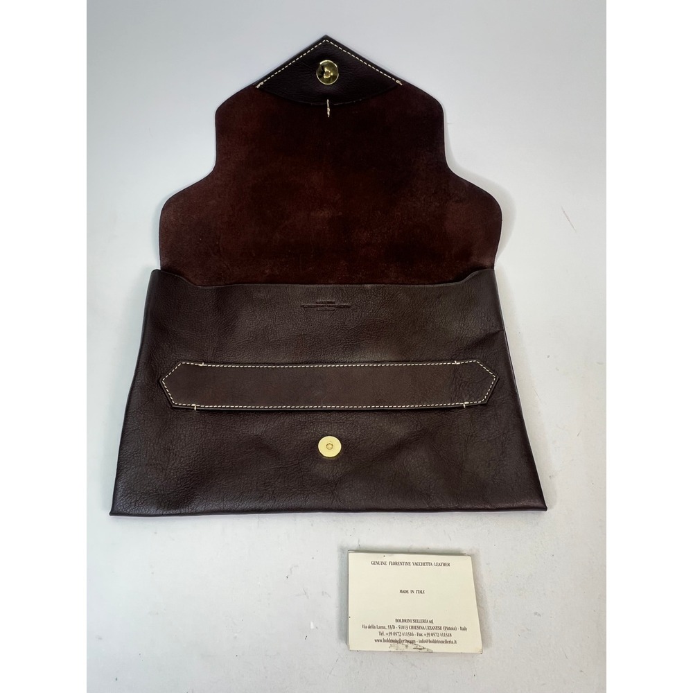 Boldrini Selleria Genuine Leather Clutch Made in Italy Brown Envelope‎ Bag - Picture 6 of 13